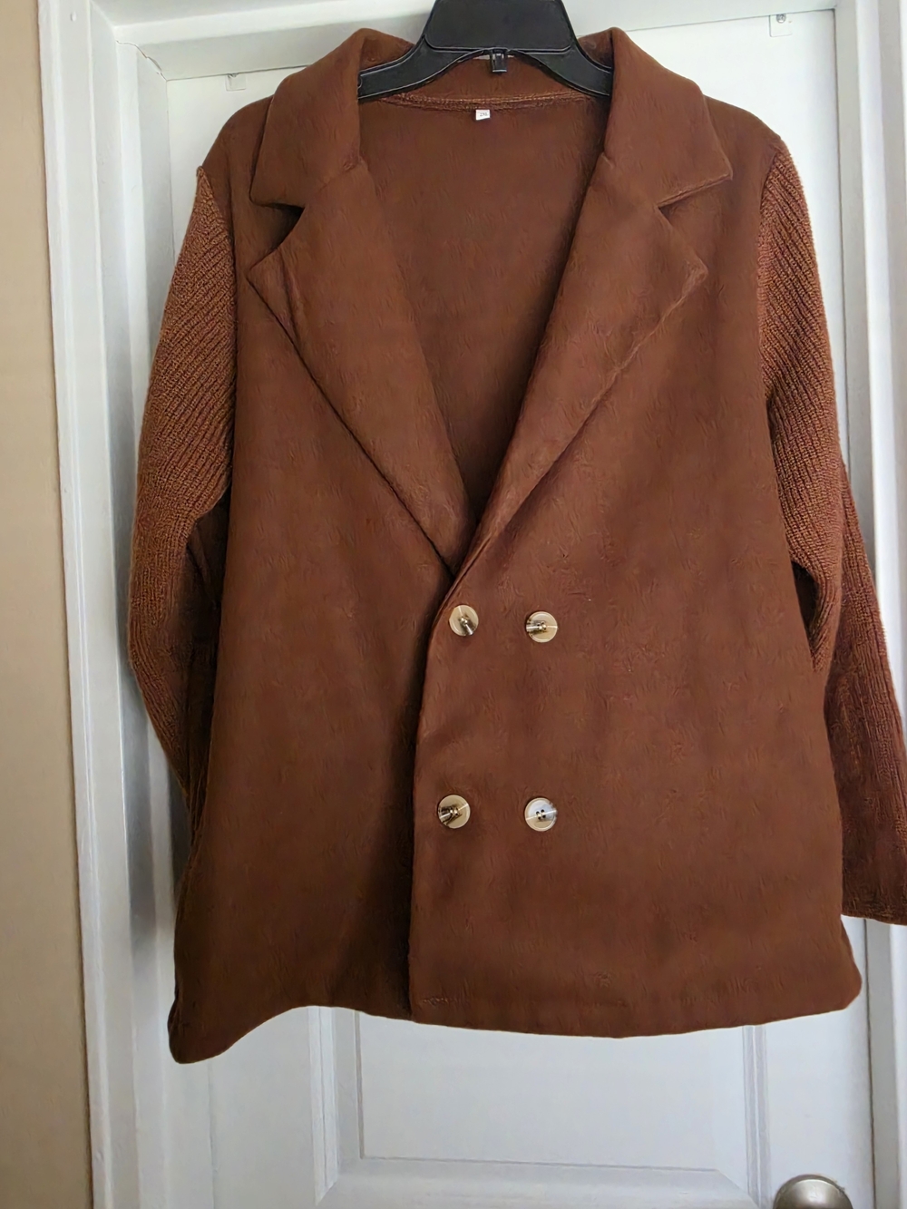 Women's Double-Breasted Brown Blazer Jacket